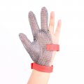 Reton-ppe 3-finger Chainmail Protective Glove Stainless Steel Metal Cut Resistants With Textile Strap Kitchen Safety Work Glove