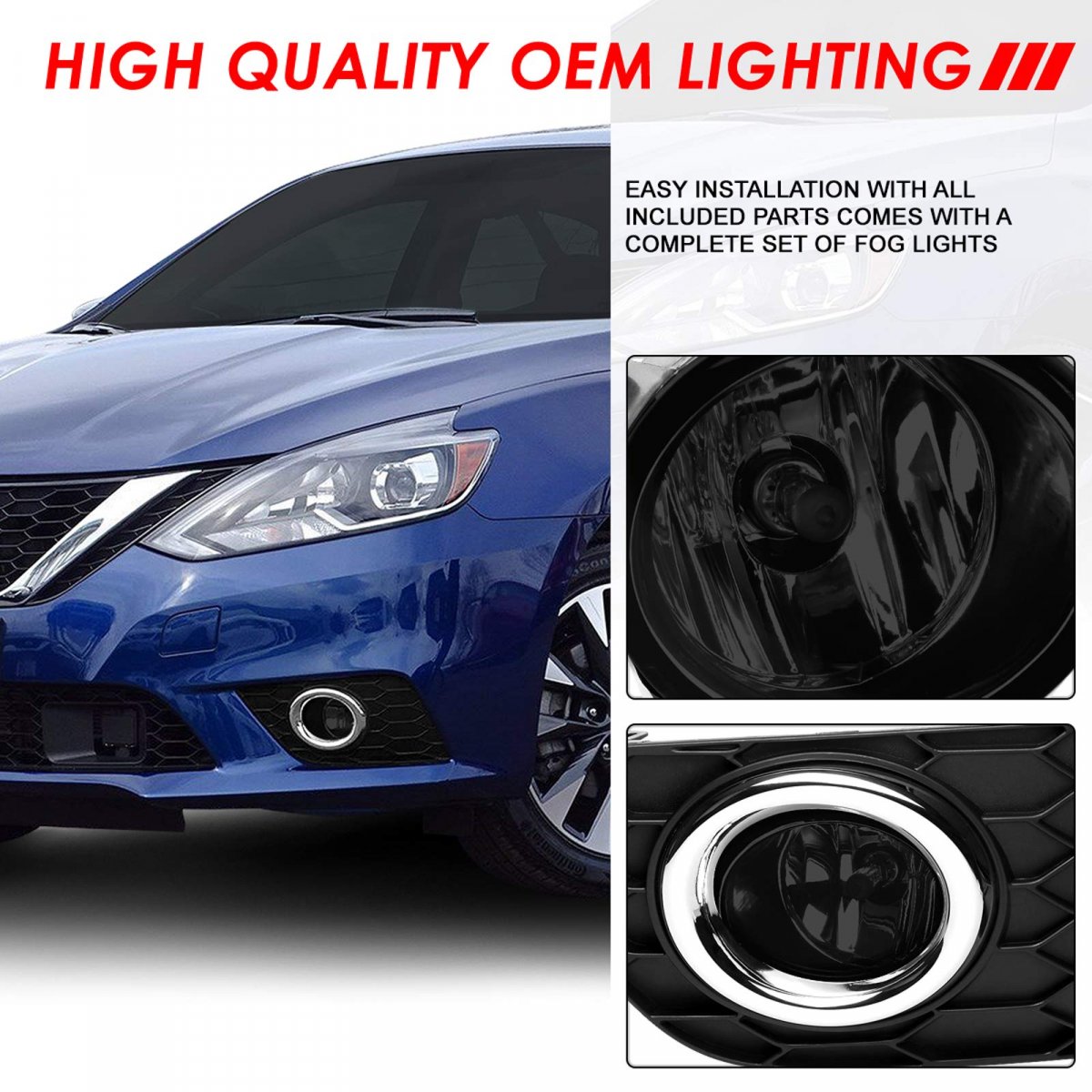 Auto Dynasty Pair Of Oe Style Smoked Lens Bumper Driving Fog Light Lamps W Bezel Cover Switch For Sentra 16-19