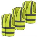 Reflective Vest Safetys 3 Pack High Visibility Hi Vis Vest For Night Running Jogging Outdoor Yellow One Size 
