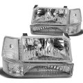 Dna Motoring Hl-oh-f15092-6p-ch-cl1 Chrome Housing Headlights For 92-96 Bronco F150 F250 F350 