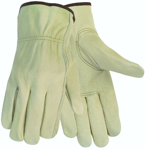 Mcr Safety 3215m Economy Grade Unlined Cow Grain Leather Driver Mens Gloves With Keystone Thumb Cream Medium 1-pair