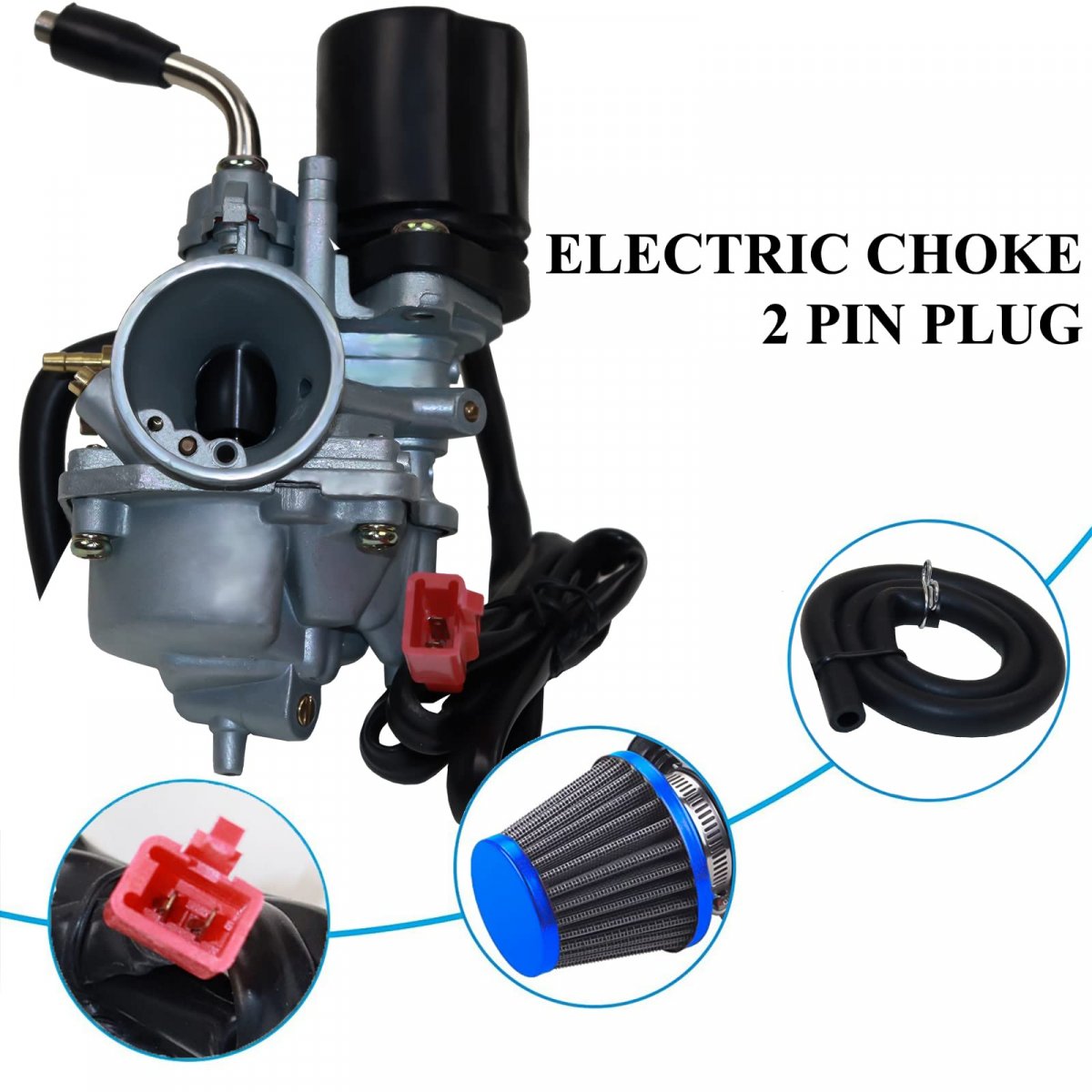 Pz19j Carburetor Set With 2 Pin Plug Electric Choke For Polaris 50 90 Scrambler Sportsman Predator Replaces