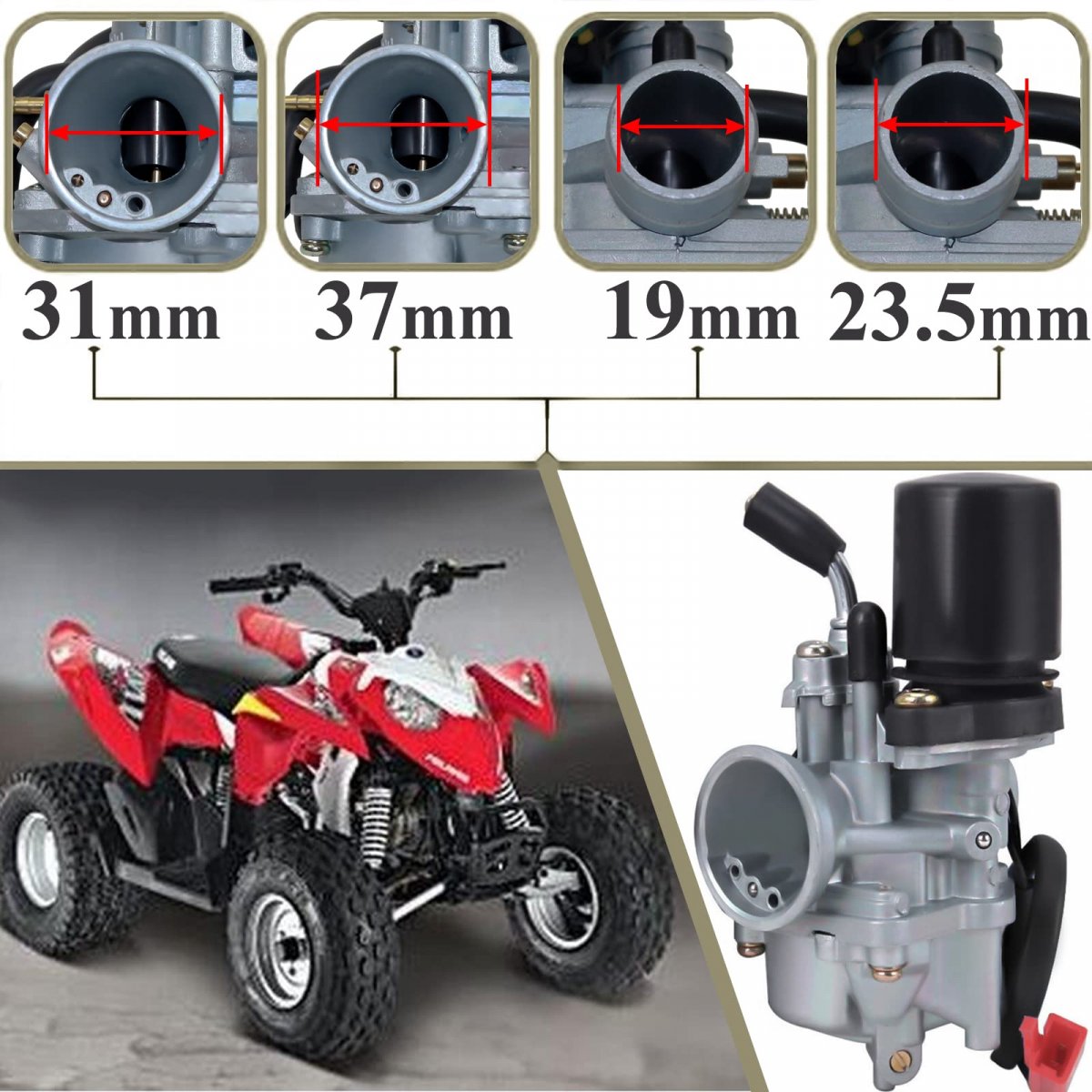 Pz19j Carburetor Set With 2 Pin Plug Electric Choke For Polaris 50 90 Scrambler Sportsman Predator Replaces