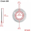 Caltric Rear Wheel Chain Sprocket Compatible With Polaris Xpress 400l 1996 1997 34 Teeth
