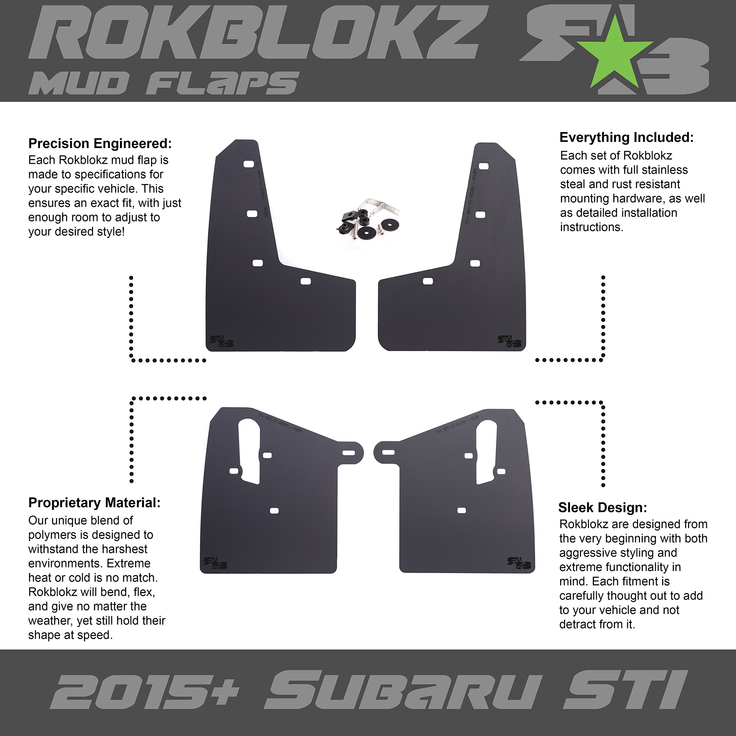 Rokblokz 2015 Subaru Wrx Sti Mud Flaps Multiple Colors Available Guards Are Custom Cut And Fit Include All Mounting Hardware