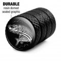 Musky Fishing Illustration Valve Stem Caps For Tire Rim Wheel Aluminum Black