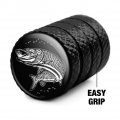 Musky Fishing Illustration Valve Stem Caps For Tire Rim Wheel Aluminum Black