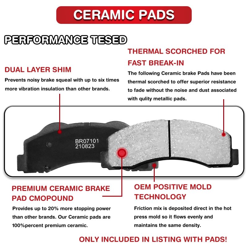 Front And Rear Drill Slot Brake Rotors With Ceramic Pads Replacement For Nissan Altima 2007-2013