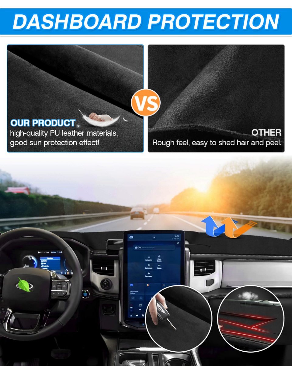 Cartist Dash Cover Custom Fit For Ford F-150 F150 Lightning 2022 2023 2024 Accessories Dashboard Mat Non-slip Pad Carpet