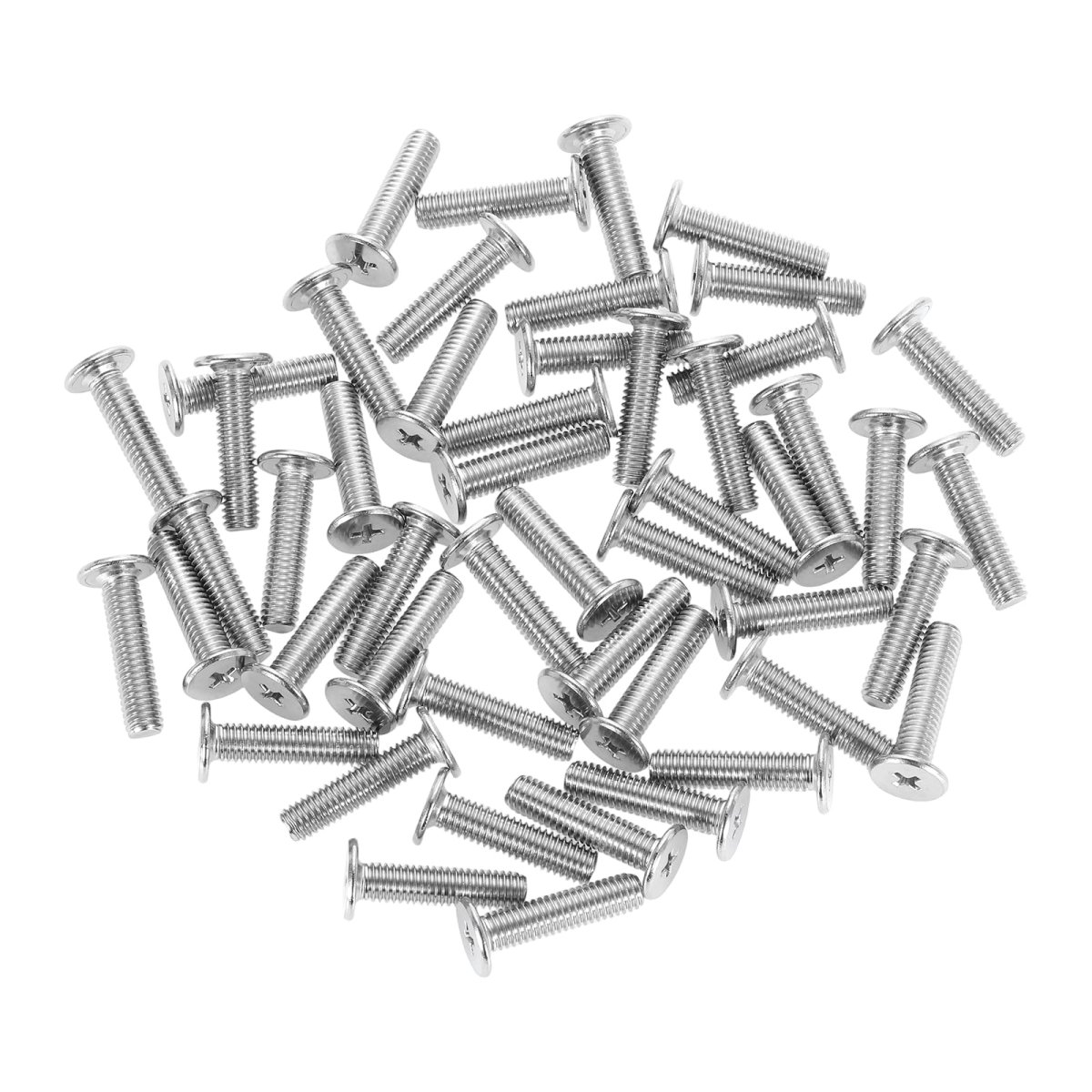 M6-1 X 25mm 100pcs Flat Round Head Screws 304 Stainless Steel Phillips Drive Machine Hardware Fastener For Furniture Connection