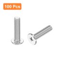 M6-1 X 25mm 100pcs Flat Round Head Screws 304 Stainless Steel Phillips Drive Machine Hardware Fastener For Furniture Connection