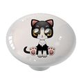 Big Eyes Little Tuxedo Cat High Gloss Ceramic Drawer Knob 