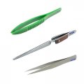 Tweezers Set 3 Pieces Includes Non-conductive Plastic Aa And Straight Fiber Grip Cross-locking Jewelers Watchmakers Hobbies 