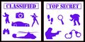 Auto Vynamics Stickerpack-spyset01-10-gblu Gloss Blue Vinyl Detailed Secret Agent Spy Sticker Pack Features Multiple Characters 