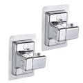 2pcs Shower Head Holder Strong Adhesive Adjustable Handheld Wand No Drilling Showerhead Clips Square Silver 