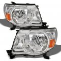 Tlaps 7422449526553 For 2005-2011 Toyota Tacoma Chrome Housing Headlights With Amber Reflector 