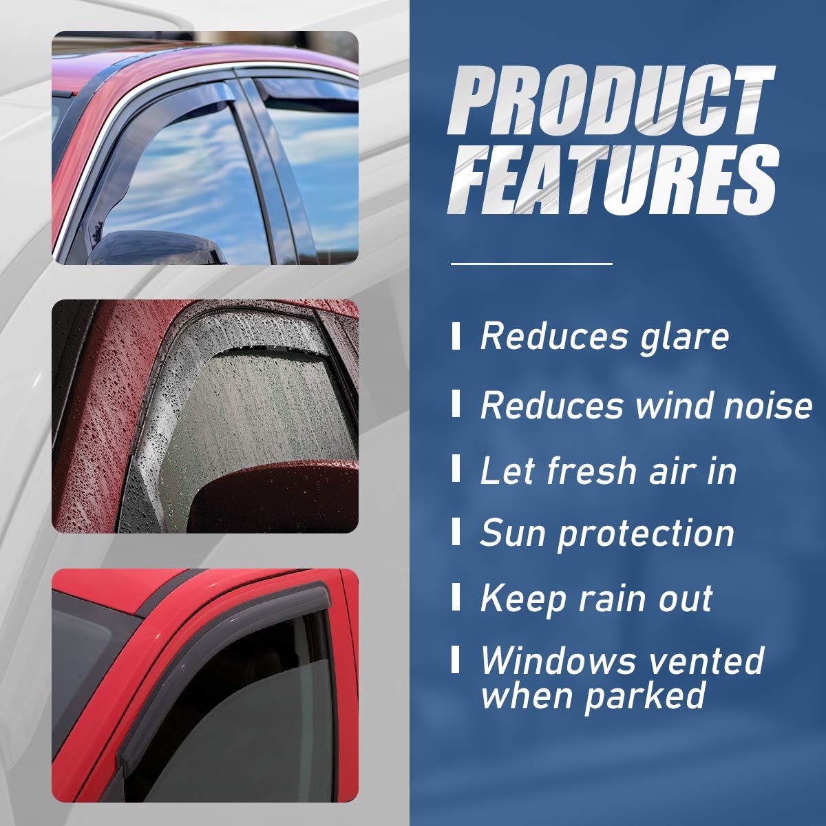 Ford Explorer Mercury Mountaineer 4pcs In-channel Window Deflector Rain Guard 38 Sun Roof Visor Smoked