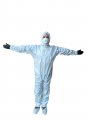 Keebomed Hazmat Suit Chemical Protective Coverall Category Iii Type A Microporous Hood Elastic Wrists And Ankles Zipper L- Blue 