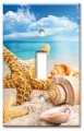 Art Plates 1 Gang Toggle Decorative Metal Wall One Light Switch Plate Cover Sea Shells And Starfish On The Ocean Beach 