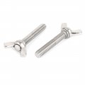Uxcell M8 X 45mm 304 Stainless Steel Wing Butterfly Thumb Screw Silver Tone 5pcs