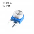 Uxcell Trimmer Potentiometer 1k Ohm Adjustment Horizontal Variable Resistors 10pcs