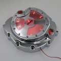 Httmt- Chrome W Red Led Engine Clutch Cover Compatible With 2006-2014 Kawasak Zx14r Zzr 1400 Right P N Mt313-004a-cd