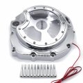Httmt- Chrome W Red Led Engine Clutch Cover Compatible With 2006-2014 Kawasak Zx14r Zzr 1400 Right P N Mt313-004a-cd