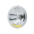 7 Round Crystal Halogen Headlight W 10 Amber Leds For H6017 Or H6024 