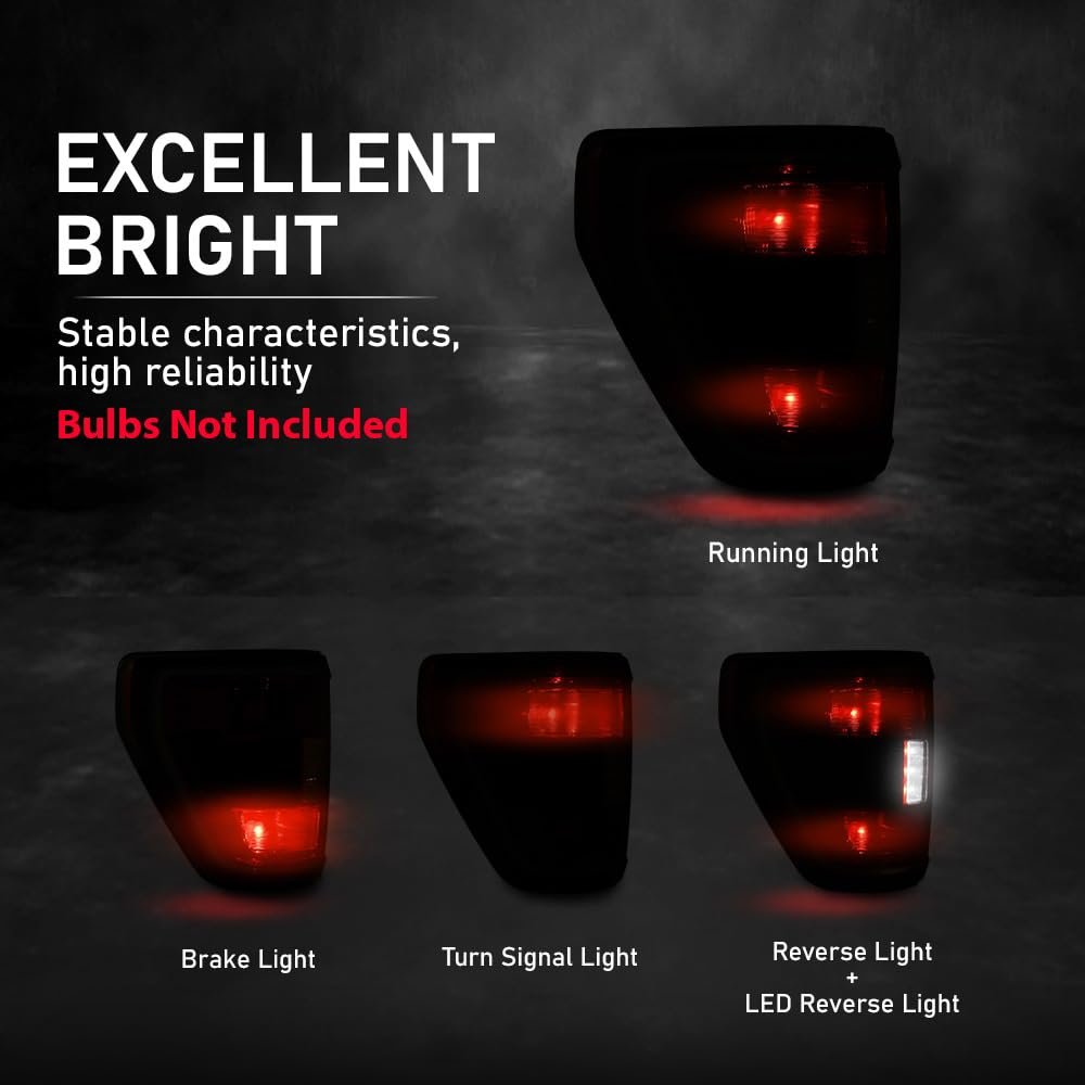 Led Tail Light Rear Brake Lamp Left For Ford F150 Xlt 2021 2023 With Blind Spot Fits Factory Incandescent Model Red Lens Driver