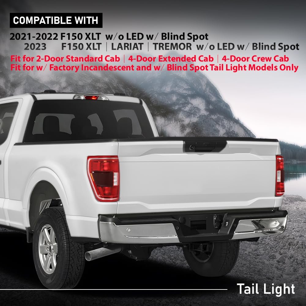 Led Tail Light Rear Brake Lamp Left For Ford F150 Xlt 2021 2023 With Blind Spot Fits Factory Incandescent Model Red Lens Driver