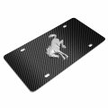 Ipick Image For Ford Bronco 3d Chrome Logo On Black Carbon Fiber Pattern Stainless Steel License Plate