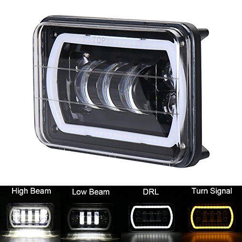 Movotor Off Road 4x6 Led Headlights With White Amber Halo Seal Beam ...