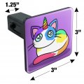 Unicorn Cat With Rainbow Calico Markings Tow Trailer Hitch Cover Plug Insert