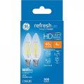Ge 31741 Refresh Hd Dimmable Led Clear Candelabra Base Bulb 4w Daylight 2-pk