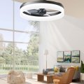 Eryahrt Low Profile Ceiling Fan With Light Remote Control Semi Flush Mounts 5 Invisible Blades Dimmable Led Fan Reversible 