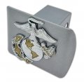 Marines Premium Gold Anchor Brushed Metal Hitch Cover