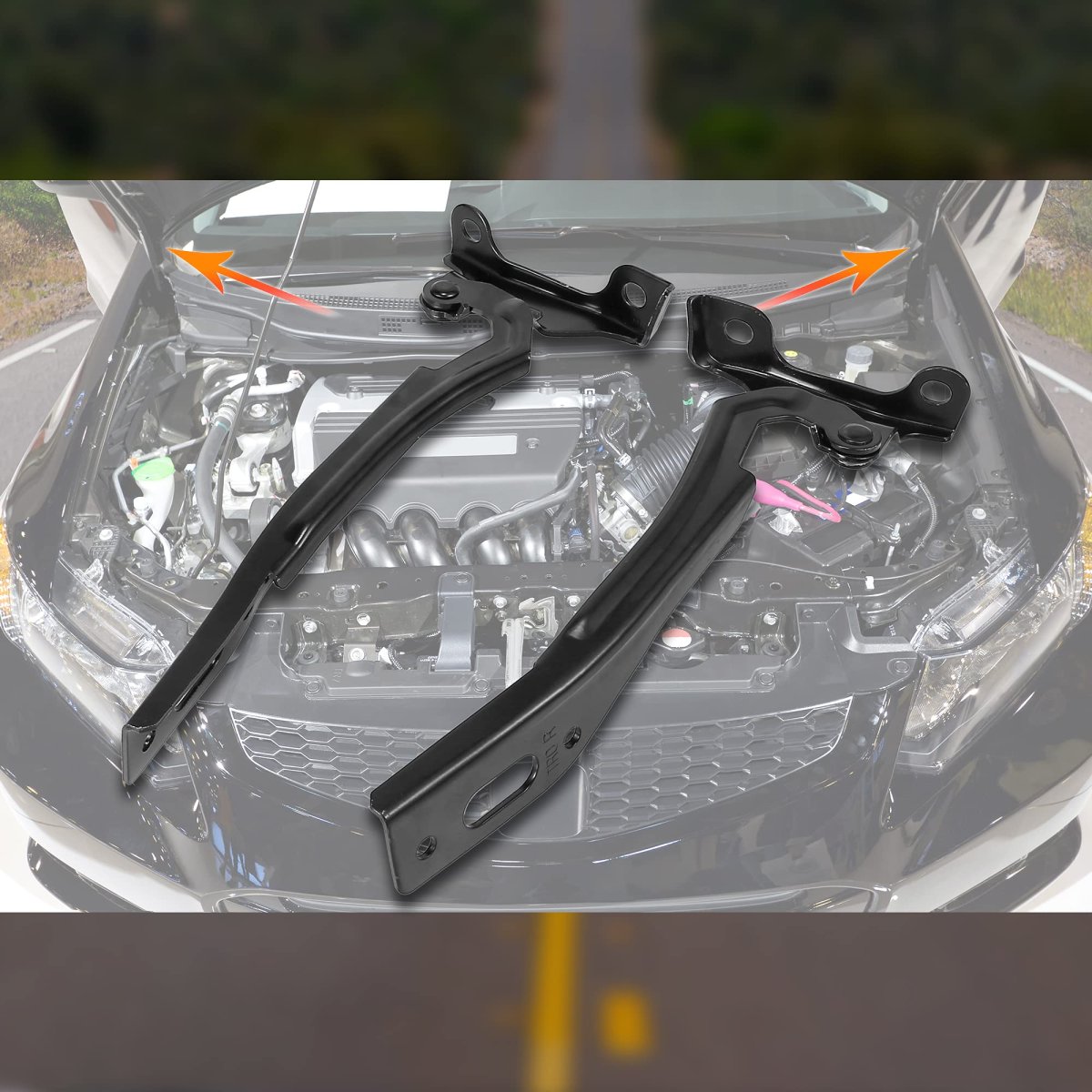 Pair Hood Hinges Driver And Passenger Side For Honda Civic 2012 2015 Ho1236127 Ho1236128 60120tr0a00zz 60170tr0a00zz Black