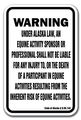 Alaska Equine 12 X 18 Aluminum Sign Warning Statute Horse Farm 