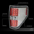 Full Led Tail Light Brake Lamps Compatible With Ford F150 94-14 Driver And Passenger Side Chrome Housing Clear Lens