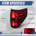 Factory Style Rear Tail Light Brake Lamp Compatible With Ford F-150 Fleetside Bed 2009-2014 Passenger Right Side Black Housing