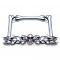 Httmt- Mt294-006-cd- Chrome Metal Skull Motorcycle Bike License Plate Tag Frame Holder Compatible With H-d