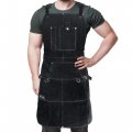 Fightecha Leather Work Apron With Tool Pockets Welding W Kevlar Stitching Woodworking Shop Adjustable M-xxl Black 