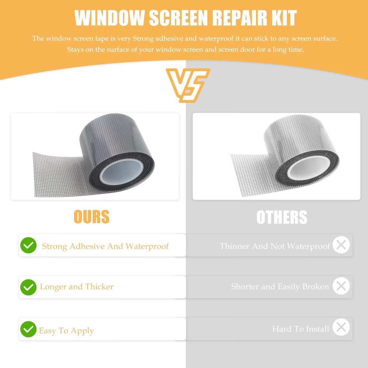 Instant Screen Repair Kit 2-pack 2 X16 5 Black Fiberglass Tape For Windows Doors Fixes Tears Holes