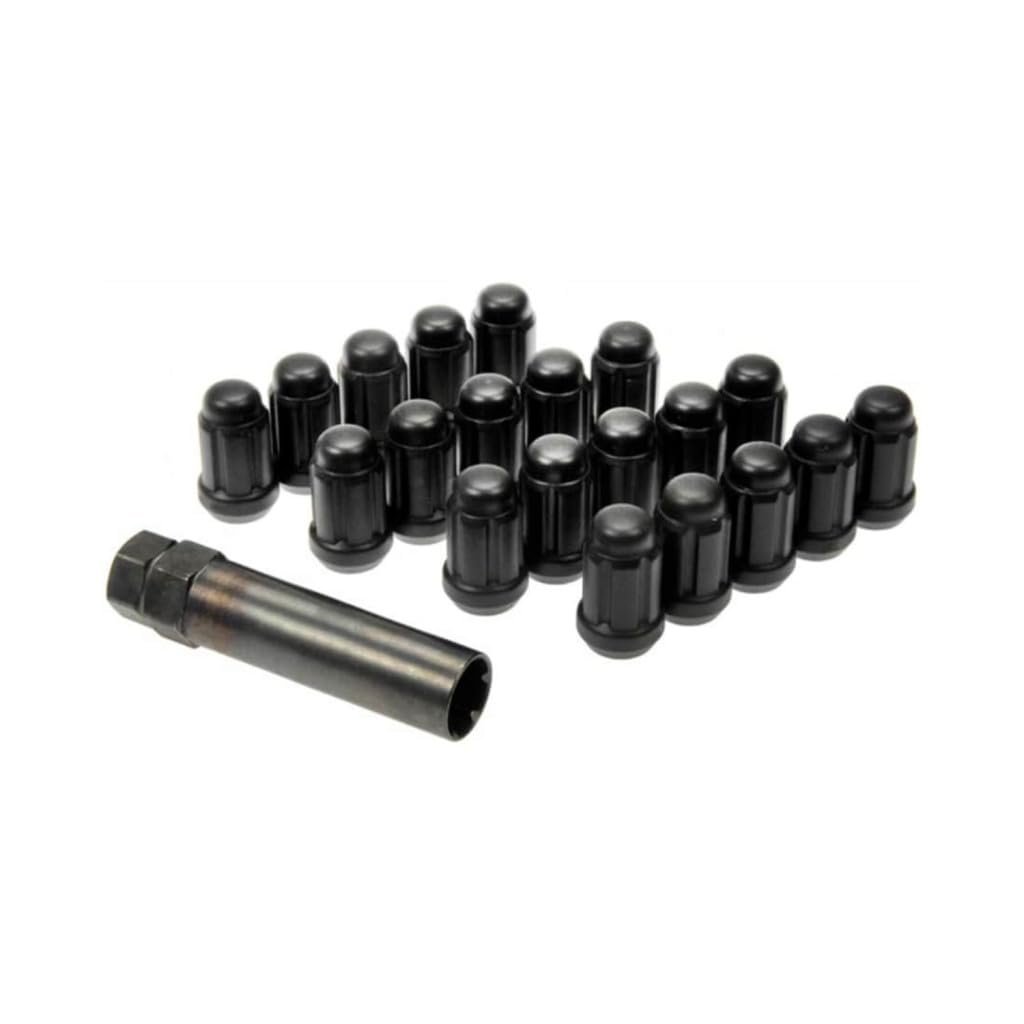 Spline Drive Wheel Lock Set For Dodge Viper 1992 To 2006 Black Matte Alloy Steel Fine Thread 20 Locks And 1 Key Conical Seat 60