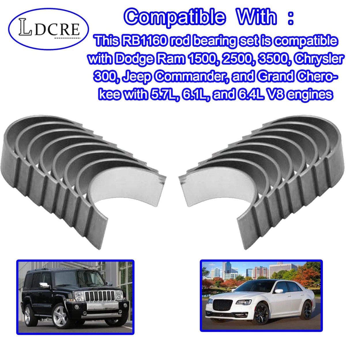 16 Piece Rb10 Standard Rod Bearing Set For Dodge Ram 1500 2500 3500 Chrysler 300 Jeep Commander Grand Cherokee 5 7l 6 1l 6 4l