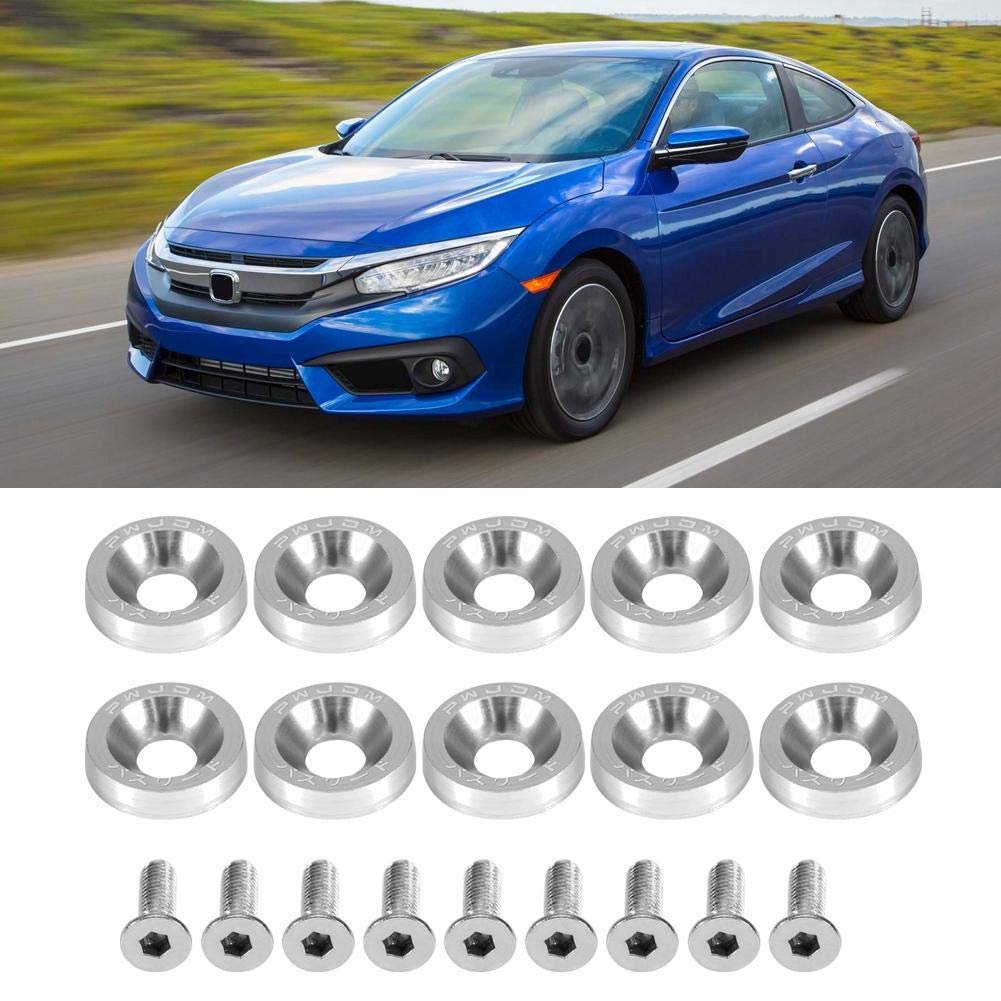 Car License Plate Frame Screws M6 Stainless Steel And Aluminum Decorative Bolts Silver 10-piece Set For Front Rear Bumper