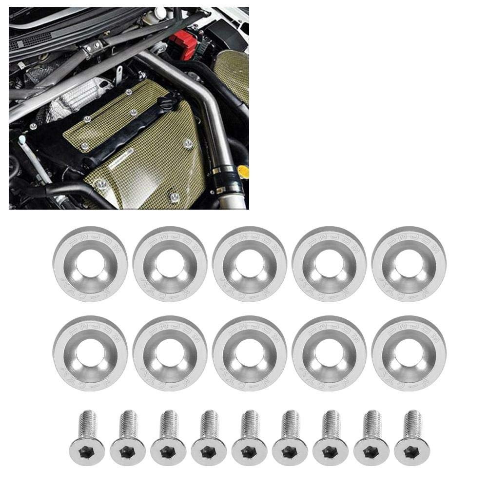 Car License Plate Frame Screws M6 Stainless Steel And Aluminum Decorative Bolts Silver 10-piece Set For Front Rear Bumper