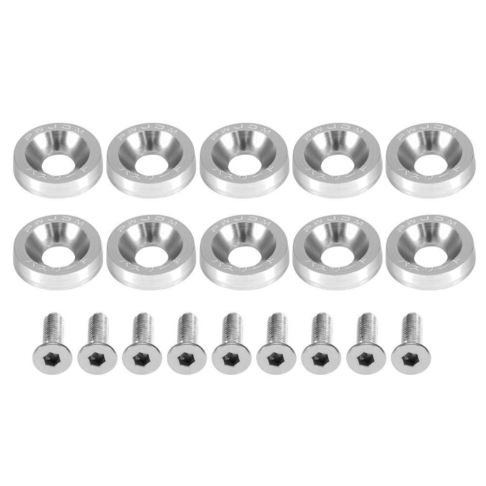 Car License Plate Frame Screws M6 Stainless Steel And Aluminum Decorative Bolts Silver 10-piece Set For Front Rear Bumper