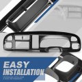 Front Double Din Radio Dash Bezel Kit Compatible With Dodge Ram 1500 2500 3500 1998-2002 Textured Black
