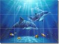 Lights Of Paradise By Jeff Wilkie Undersea Dolphin Ceramic Tile Mural 12 75 X 17 Kitchen Shower Backsplash 